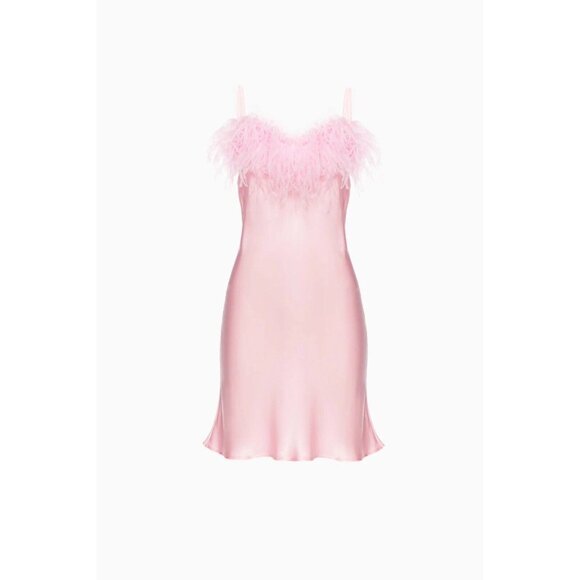 Sleeper Pink Feather-Trim Mini Dress - Picture 1 of 10